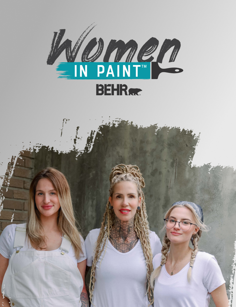 Women in Paint Logo with an image of a close up image of a woman painting